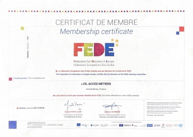 Certificat de membre FEDE